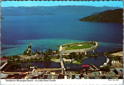 Vintage Sandpoint Municipal Beach Postcard on Lake Pend Oreille