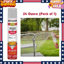 Rust-Oleum Turbo Primer Spray 24oz Flat Light Gray Stops Rust 393379 Automotive