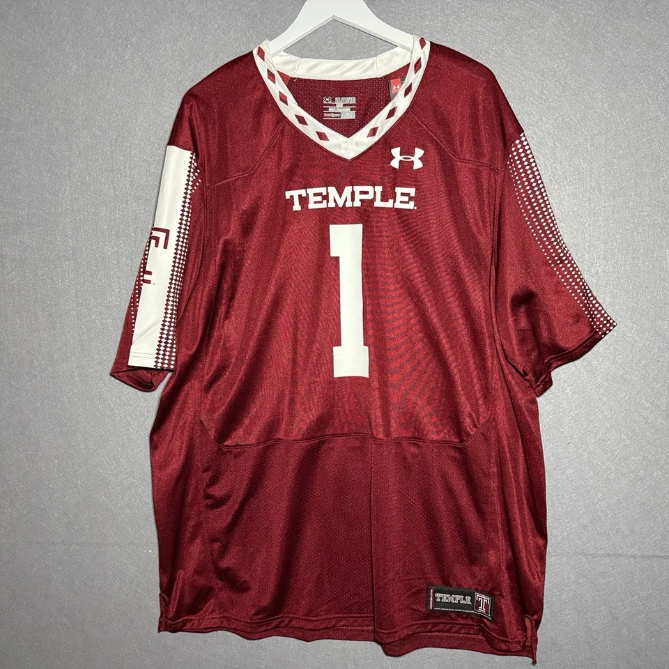 Camiseta de fútbol americano Under Armour 2XL de Temple University para hombre/adulto granate NCAA #1 Foto 3 de 4