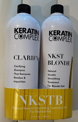 NATURAL KERATIN SMOOTHING TREATMENT KIT FOR BLONDE HAIR NEW 67.6 FL. OZ
