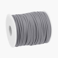49.21 Yard 2.6mm Flat Leather Cord Suede String for DIY Crafts, Dark Gray 1 Roll