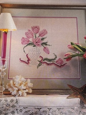 Tulips In A Crystal Vase Counted Cross Stitch Pattern Floral Magazine Pages