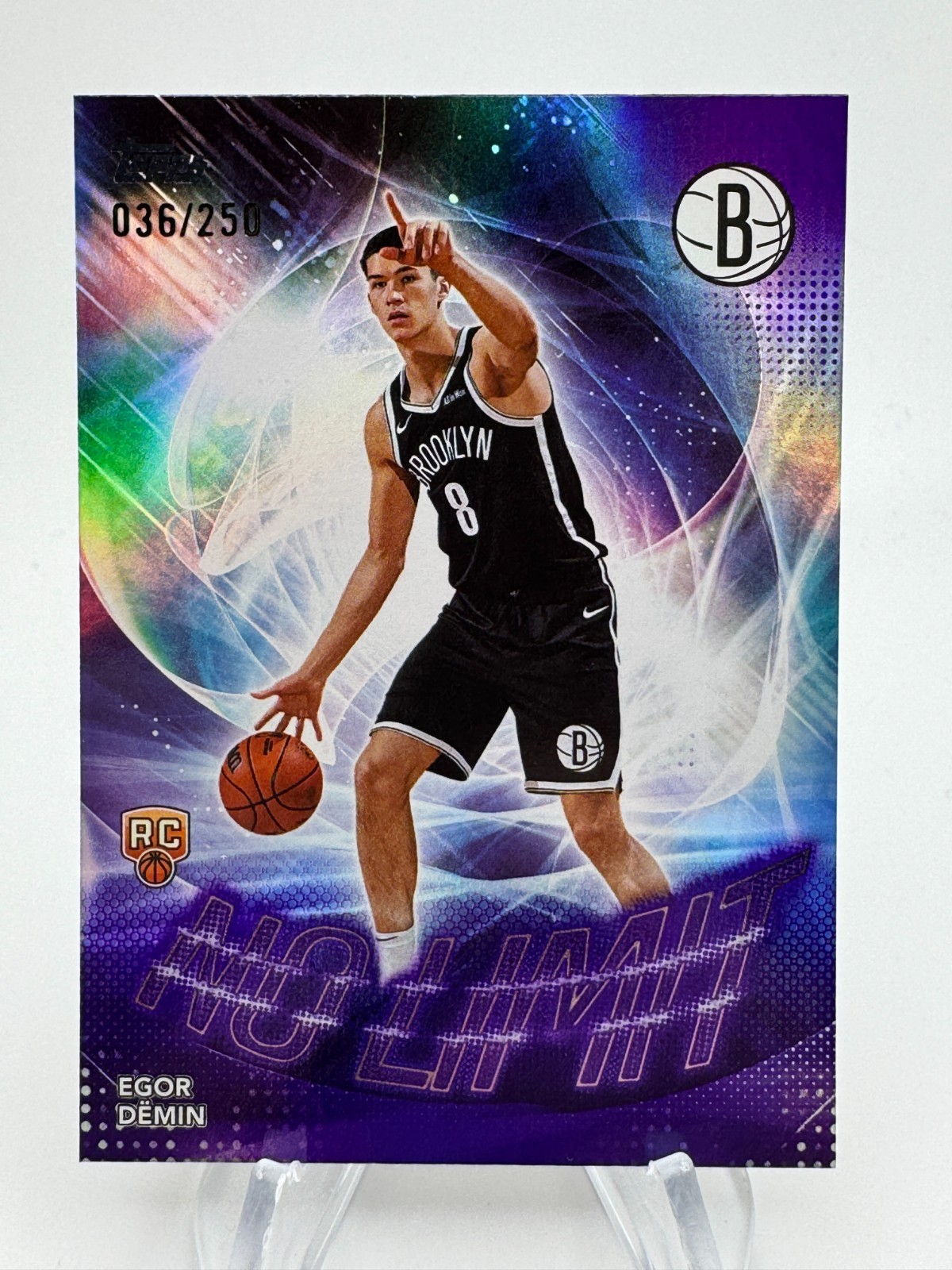 2025-26 Topps Flagship EGOR DEMIN Rookie No Limit Purple Rainbow /250 #NL8 Nets