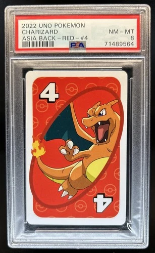2022 Uno Pokemon Charizard Asia Back Red #4 PSA 8