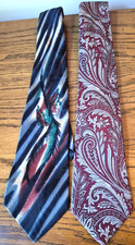 2 Woodward Italian Silk Ties Paisley, Modern Made in USA 3 1/2" -3 3/4" wide