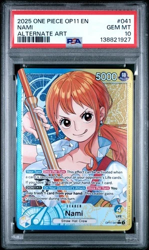 2025 ONE PIECE OP11-A FIST OF DIVINE SPEED ALTERNATE ART #041 NAMI PSA 10