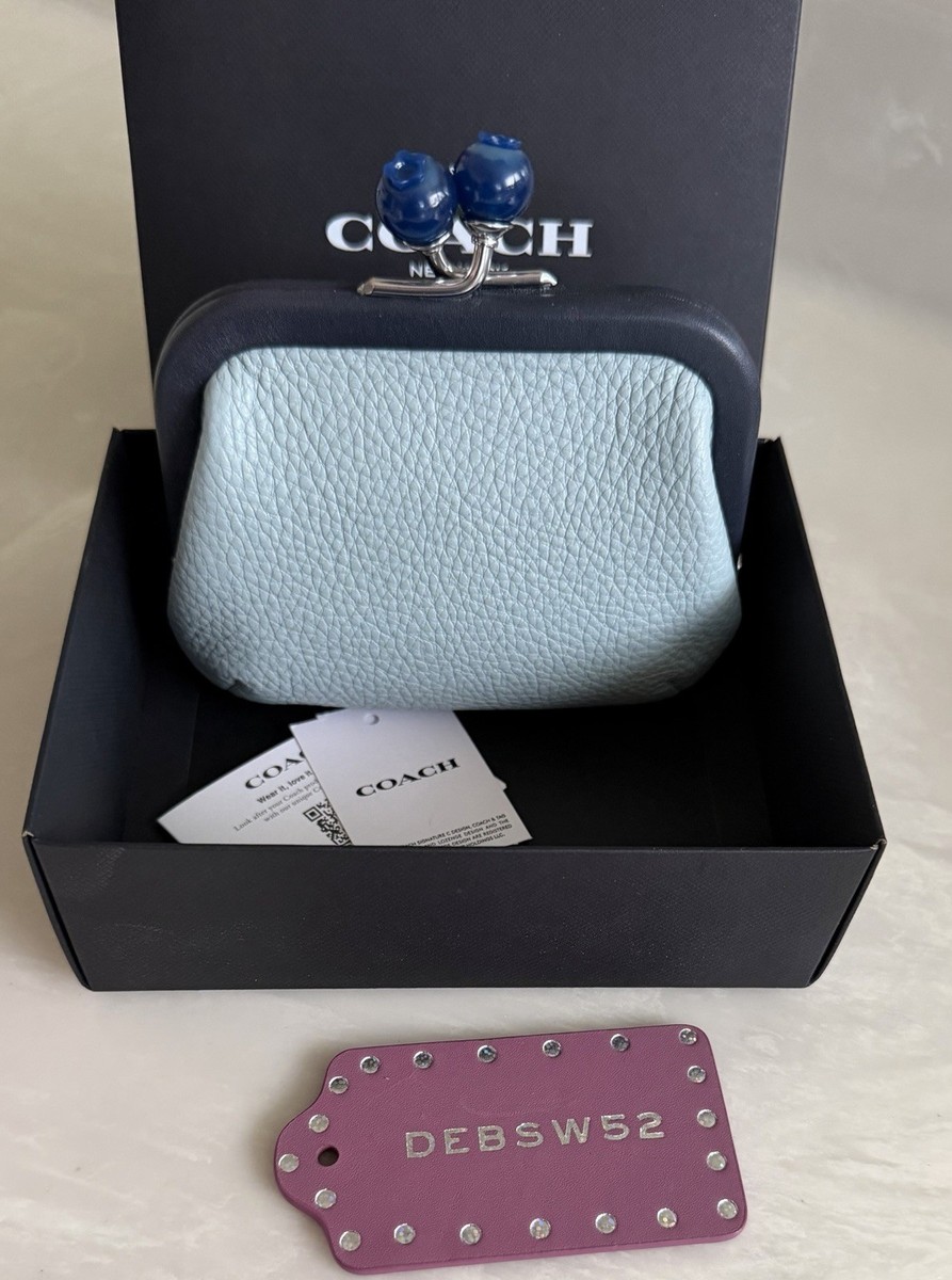 COACH TEAL COLORBLOCK NORA FRAME KISSLOCK COIN PURSE C8334 B8334