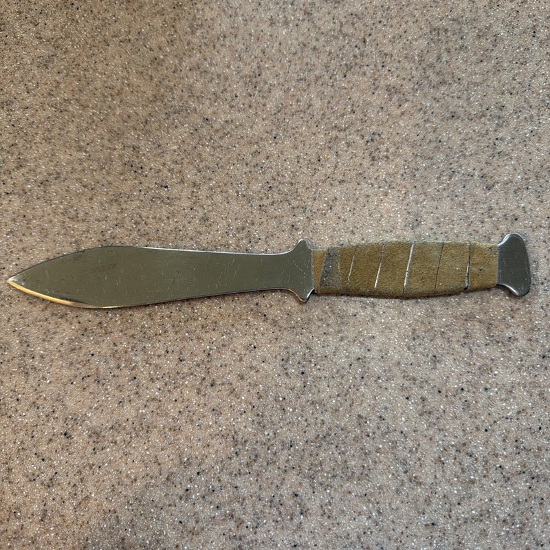 WW2 Era Colonial Style Throwing Knife w/ Leather Wrapped Hilt