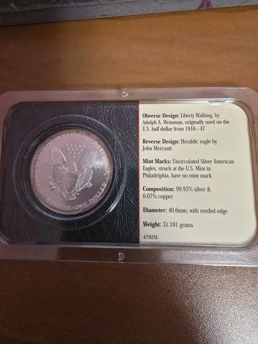 2001 1 oz Silver American Eagle, uncirculated condition