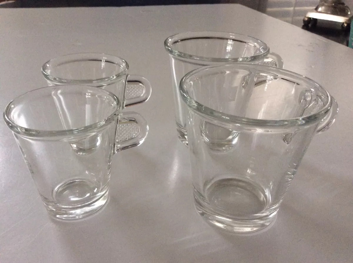 2 Pair Nespresso Glass Collection Clear Demitasse Espresso Coffee Mug Cups  Set/4
