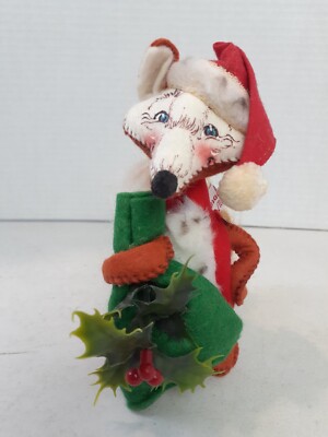 Vintage 1981 Annalee Doll 6'' Christmas Fox Santa with Toybag & Holly USA  1224
