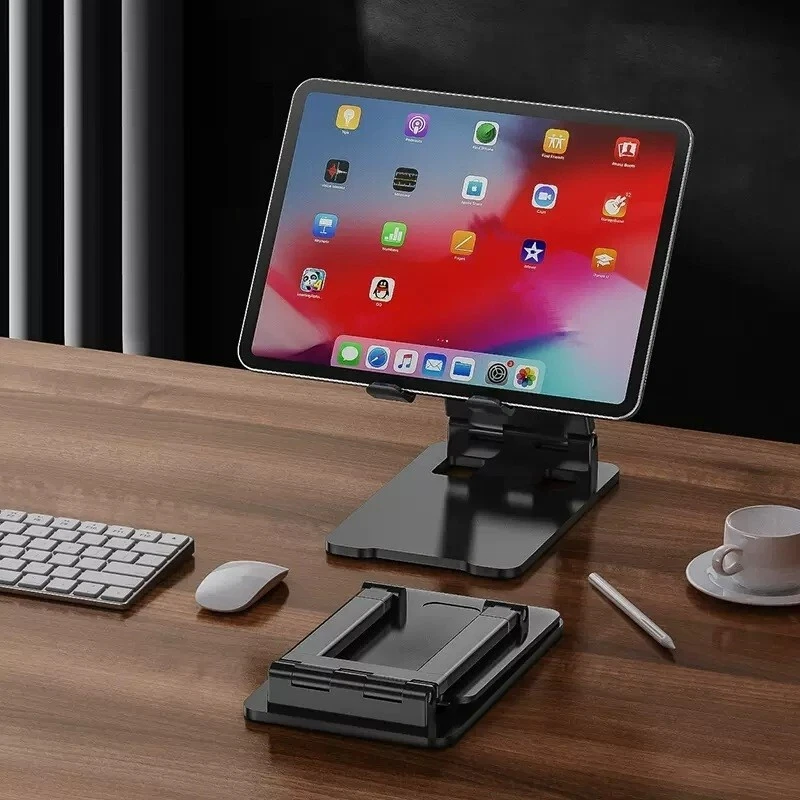 Soporte de escritorio grande fuerte para tableta - 2 brazos de metal soporte plegable universal teléfono móvil Foto 2 de 4