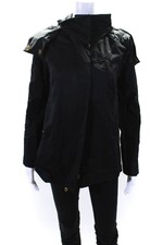 Ciao Milano Womens Hooded High Nek Long Sleeve Zip Up Jacket Black Size S