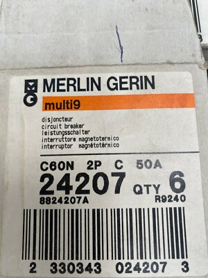 6 Stück x Merlin Gerin Schneider Multi 9 24207 C60N 2P C 50A 