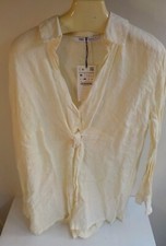 ZARA Long Sleeve Knotted Front Romper Linen Ivory SZ M NWT