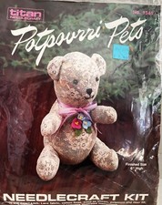 1985 Titan Needlecraft Kit - Potpouri Pets "Teddy Bear Lace"  #1345   6" High