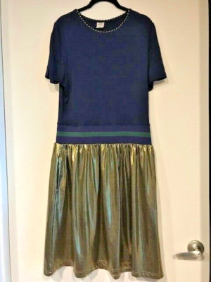 Baum Und Pferdgarten Blue top and gold lame bottom dress festive Sz.L