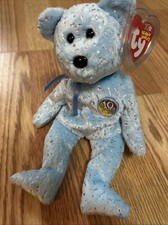 Ty Beanie Baby DECADE 10th Anniversary Bear Light Blue 8.5" NEW Stuffed Toy