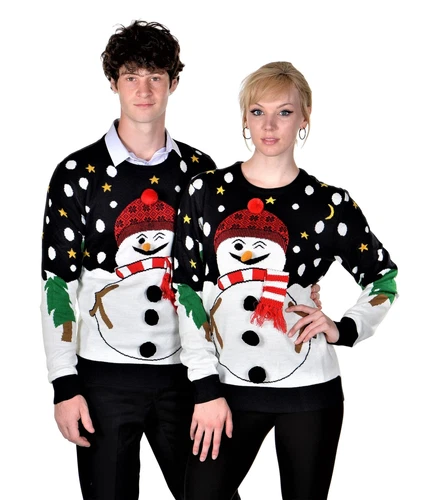 RWB Slim Fit Ugly Christmas Sweaters Santa Snowman X-Large Navy