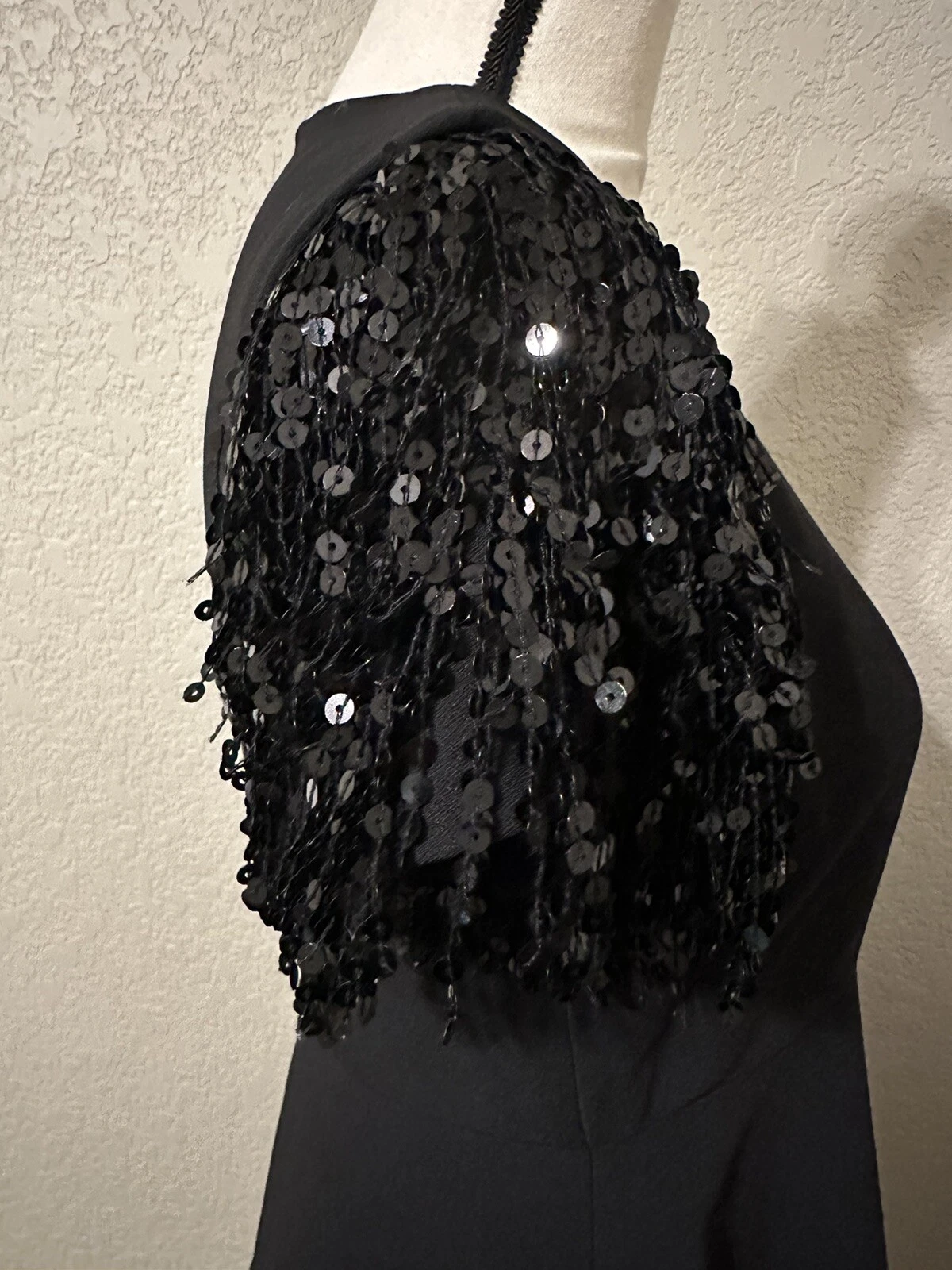 Abito Kate Spade New York nero paillettes frange swing taglia 4 prezzo al pubblico consigliato $245