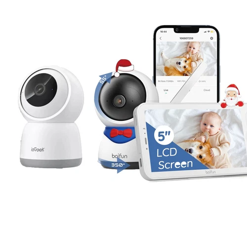 BOIFUN 1080P Babyphone mit Kamera 5Zoll LCD Nachtsicht & Wiegenlied 2-Wege-Audio