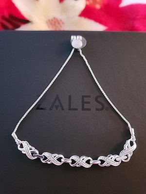 New ZALES DIAMOND ACCENT BOLO STERLING SILVER BRACELET Retails For $129