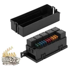 12V Auto 11 Way Fuse Relay Box Block With 5 Pin Relay and Fuses For Automotive 