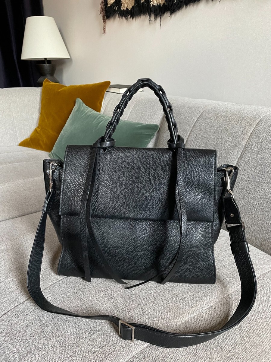 Elena Ghisellini Black Leather Calfskin Tote bag Made in Italy | eBay