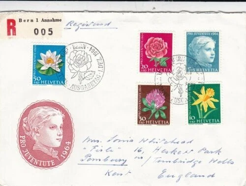 Switzerland 1964 Pro Juventute Registered FDC Bern Cancel written VGC