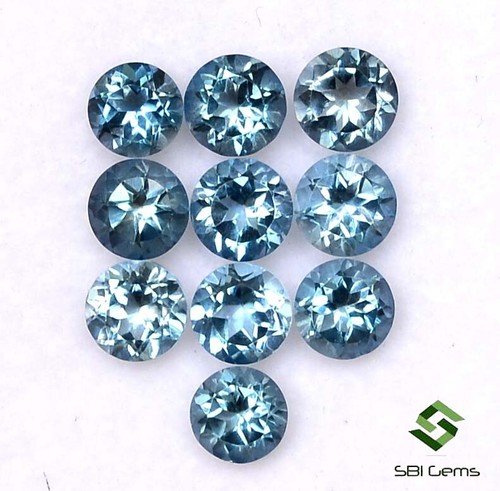 Topazio blu Londra naturale 2,84 CTS taglio tondo 4 mm lotto 10 pezzi pietra preziosa calibrata - Foto 2 di 6