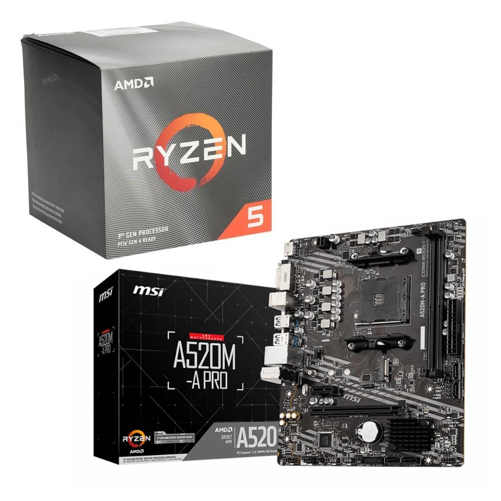 NEW AMD Ryzen 5 3600 CPU MSI A520M A PRO AMD AM4 microATX Motherboard Combo