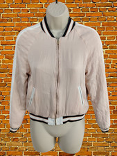 CHLOE NAVY PINK JACKET XS UK 6-8 WOMENS VARSITY LETTERMAN REVERSIBLE SATIN STYLE