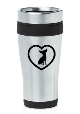 Mug Voyage Isotherme 16oz Acier Inox - Keep Calm & Love Chihuahuas - Neuf