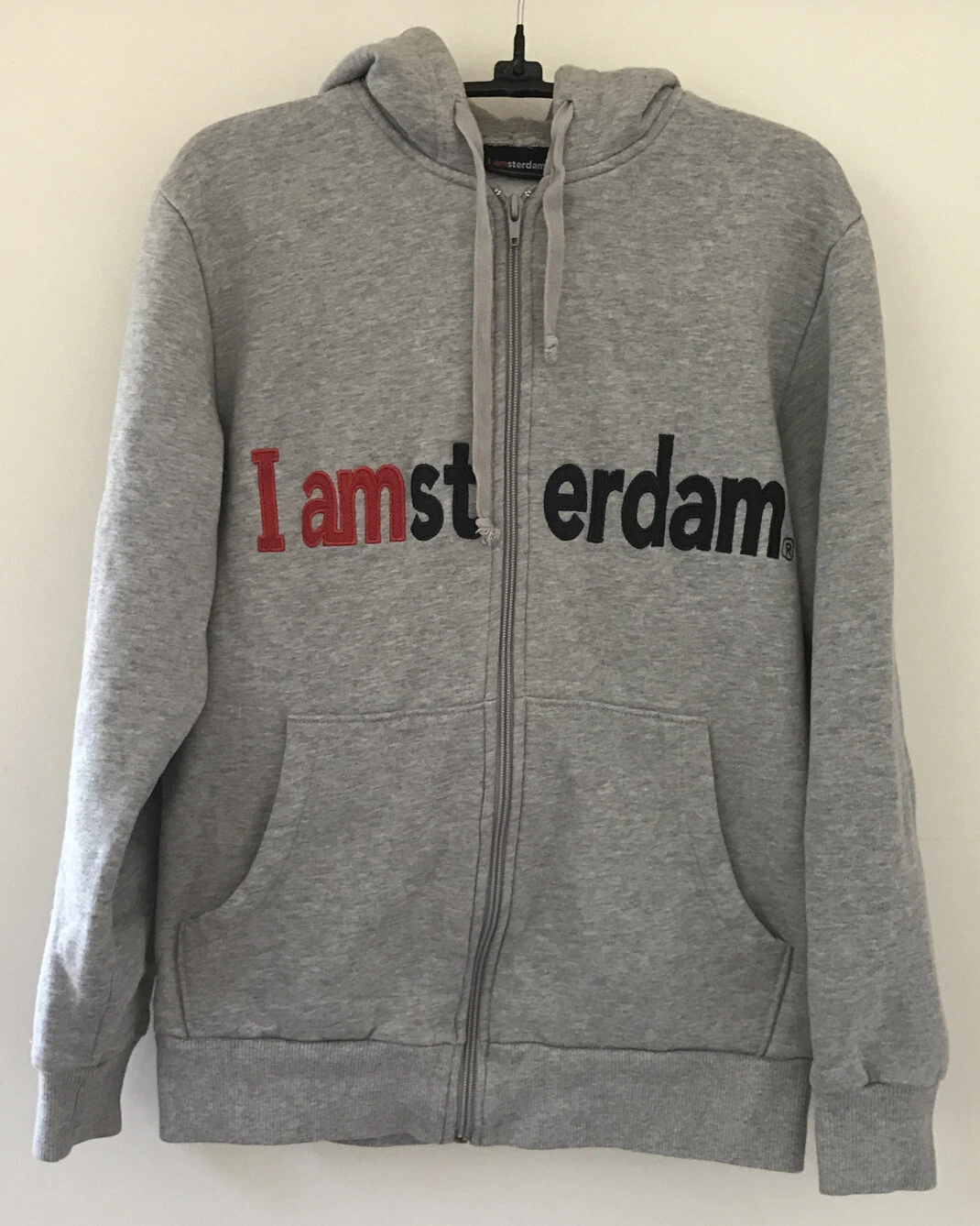 I Amsterdam Travel Souvenir Heather Gray Zip Up Hoodie Jacket Sweatshirt Small