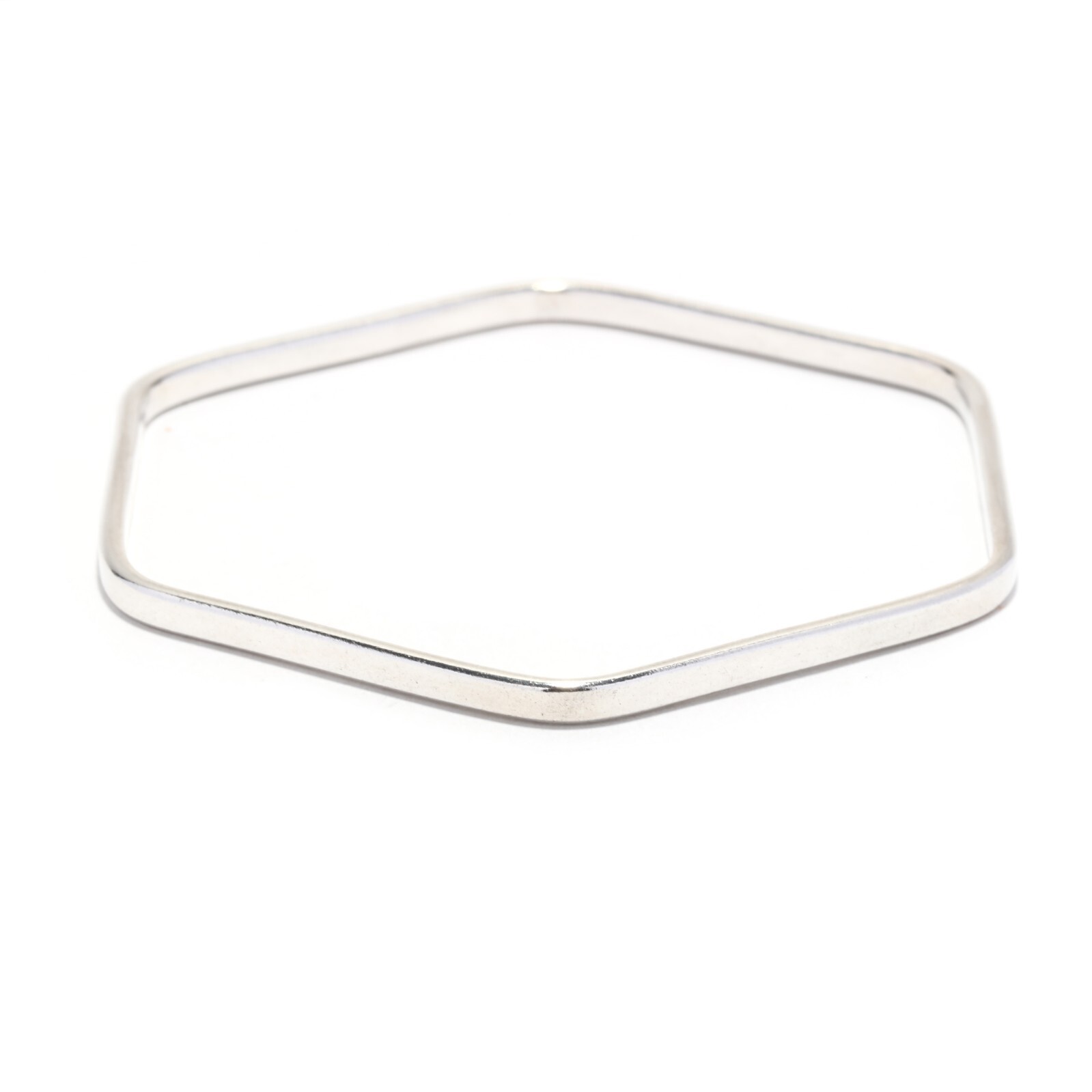 Hexagonal Bangle Bracelet, Sterling Silver, Lengt… - image 2