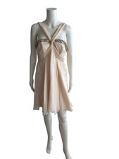 Forever New Pure Silk Formal Event Prom Dress Champagne Color Size 14 100 % Silk