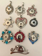 Ten (10) Multi Styles Snap Pendant For Necklace 18-20mm Fit 18mm Snaps w/o Chain