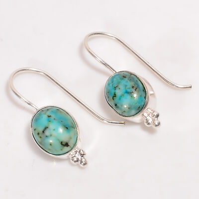 Chrysocolla Gemstone Fashion Jewelry 925 Silver Dangle Earrings
