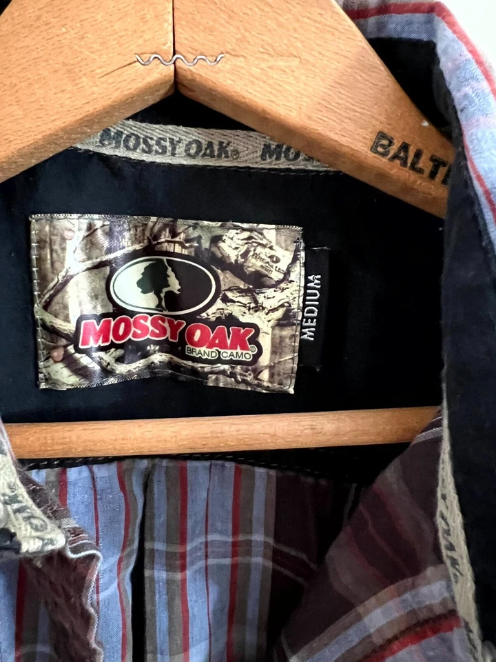 Camisa Retro Años 90 Estilo Vaquero Roble Mossy LS Para Hombre M Azul Gris y Naranja A Cuadros  Foto 2 de 4