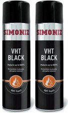 Simoniz VHT Matt Black Paint Very High Temperature Car Spray Aerosol 500ML x2