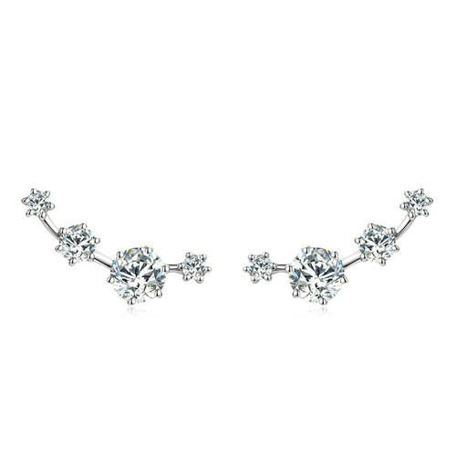 Dazzling Star Climber Moissanite 925 Sterling Silver Stud Earrings Gift WG