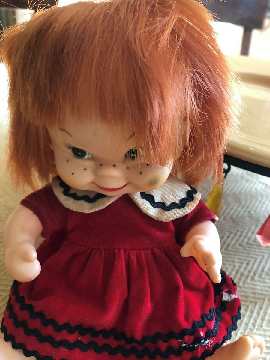 Vintage Kewpie Red Orange Hair Freckles Doll Made In Japan 8