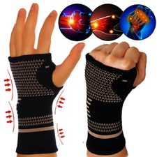 Copper Wrist Hand SportsBrace Support Splint Carpal Tunnel Sprain Arthritis US