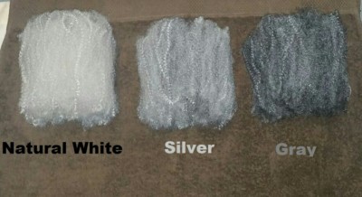 16'' Choose White, Gray, Silver, or Black Human Hair Afro Puff Bulk Extensions