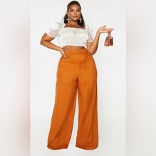 PrettyLittleThing Orange Wide Leg Pants Size 1X
