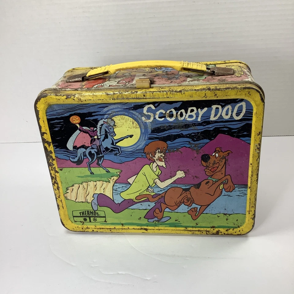 复古 Scooby Doo 午餐盒 1973 Shaggy Fred Wilma 神秘机器 无保温瓶 — 第 2/4 张图片