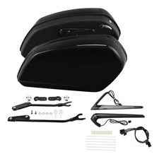 Black Hard Saddlebags LED Brake Light Fit For Harley Street Bob Low Rider ST 25