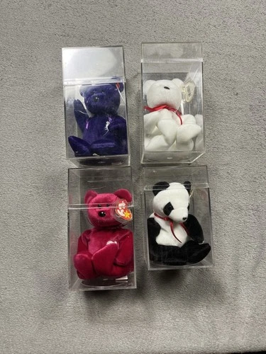Vintage TY Beanie Baby Lot Princess Fortune Valentina Valentino Panda With Cases