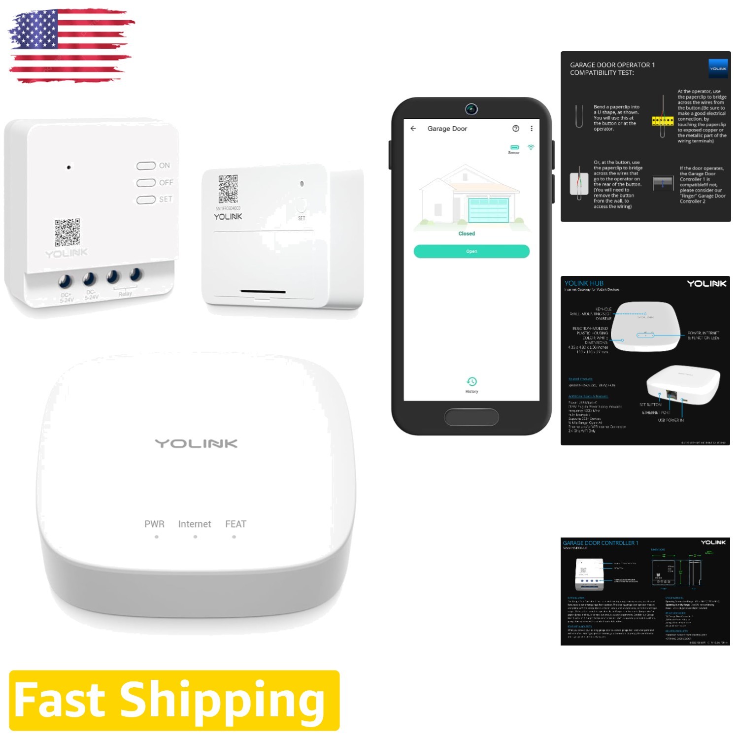 Garage Door Opener Kit: Smart Hub, Wireless Sensor, Alexa/IF