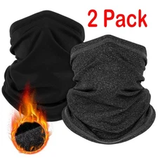 2 Pack Winter Fleece Warmer Windproof Face Mask Scarf Soft Neck Gaiter Bandana